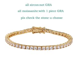 18K Gold Plated Moissanite Tennis Women 3/4/5Mm Classic S925 Sterling Silver Certified Bracelet For Men GRA