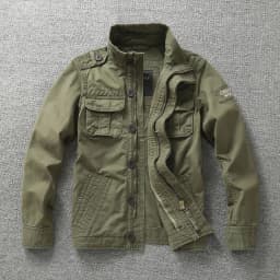 Autumn Men's Military Camouflage Cargo Jackets Multi-Pockets Heavyweight Cotton Outdoor Stand Collar Casual Workwear Jackets Man