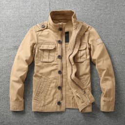 Autumn Men's Military Camouflage Cargo Jackets Multi-Pockets Heavyweight Cotton Outdoor Stand Collar Casual Workwear Jackets Man