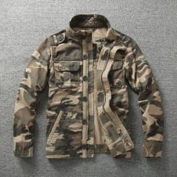 Autumn Men's Military Camouflage Cargo Jackets Multi-Pockets Heavyweight Cotton Outdoor Stand Collar Casual Workwear Jackets Man