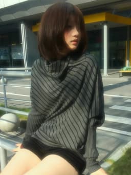 Genayooa Japanese 2000s Sweater Women Striped Knit Pullover Batwing Sleeve Streetwear Y2k Vintage Tops Turtleneck Sweaters