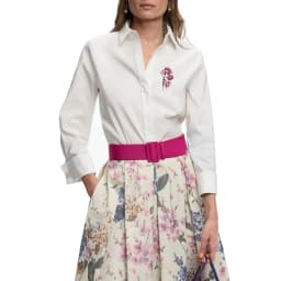 CHCH Women's Temperament Embroidery Lapel Tops single-breasted Commuter Long Sleeve Shirt Summer Casual Tops