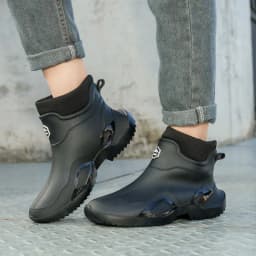 Winter Warm Men's Waterproof Shoes, Women's Short Rain Boots, Fleece-Lined Couple's Rain Shoes