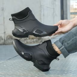 Winter Warm Men's Waterproof Shoes, Women's Short Rain Boots, Fleece-Lined Couple's Rain Shoes