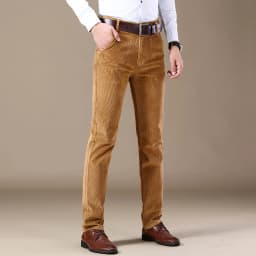 2025 Autumn New Corduroy Pants Men's Cotton Thick Slim Straight Elastic Business Casual Trousers Fashion Khaki Male Clothes