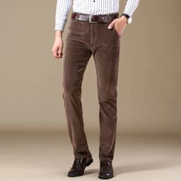 2025 Autumn New Corduroy Pants Men's Cotton Thick Slim Straight Elastic Business Casual Trousers Fashion Khaki Male Clothes