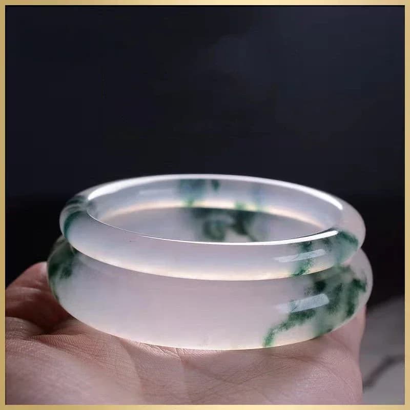 Natural Green Jadeite Bangle Jade Bracelet Charm Luxury Jewellery Fashion Accessories Hand-Carved Amulet Gifts for Women Her Men