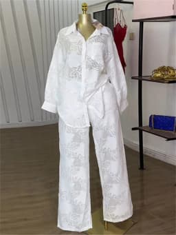 Wmstar Two Piece Set Women Loose Top and Pants Sets Wide Leg Long Sleeve Mesh New Matching Tracksuit Wholesale Dropshipping 2025