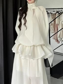 TWOTWINSTYLE Loose Minimalist Elegant Dresses For Women High Neck Half Sleeves Patchwork Folds Elegant Dress Female Clothing New