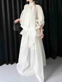 TWOTWINSTYLE Loose Minimalist Elegant Dresses For Women High Neck Half Sleeves Patchwork Folds Elegant Dress Female Clothing New