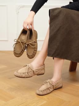 AIYUQI 2026 New Women's Flats Shoes Hand-sewn Pleats Women Loafers Large Size Casual Leather Female Shoes
