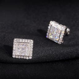 925 Sterling Silver VVS1 D Color Moissanite Square Stud Earrings for Men Women Screw Ear Stud Fine Jewelry Diamonds Pass Test