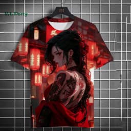 Japanese Manga Girl Style Print T-shirt 3D Print Men Short-Sleeved Tee Harajuku Tops Summer Oversized Men T-shirt Men's Clothing