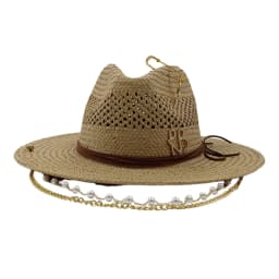 RB straw hat white pearl tassel series summer women's hat beach hat women's summer jazz hat trendy Panama straw hat