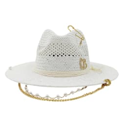 RB straw hat white pearl tassel series summer women's hat beach hat women's summer jazz hat trendy Panama straw hat
