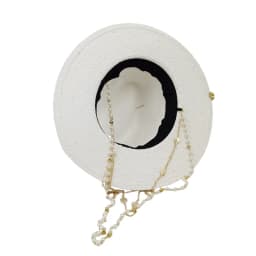 RB straw hat white pearl tassel series summer women's hat beach hat women's summer jazz hat trendy Panama straw hat