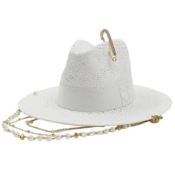 RB straw hat white pearl tassel series summer women's hat beach hat women's summer jazz hat trendy Panama straw hat