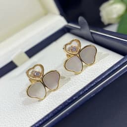 White Shell Flower Necklace Pave AAA Zirconia Happy Move Diamond Pandent Necklaces Set For Women Fine Jewelry