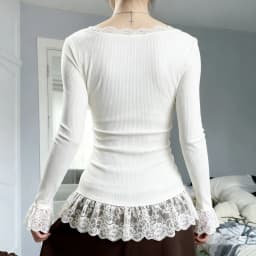 White Patchwork Lace Trim Bow T-Shirt Casual Slim V-Neck Long Sleeve Tees Women 2026 Autumn Spring Fashion Streetwear Clothes