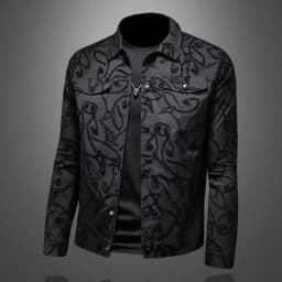Spring 2026 Men's Casual Jacket with Embroidered Collar Slim Fit Trendy Top for Fashionable Clothing