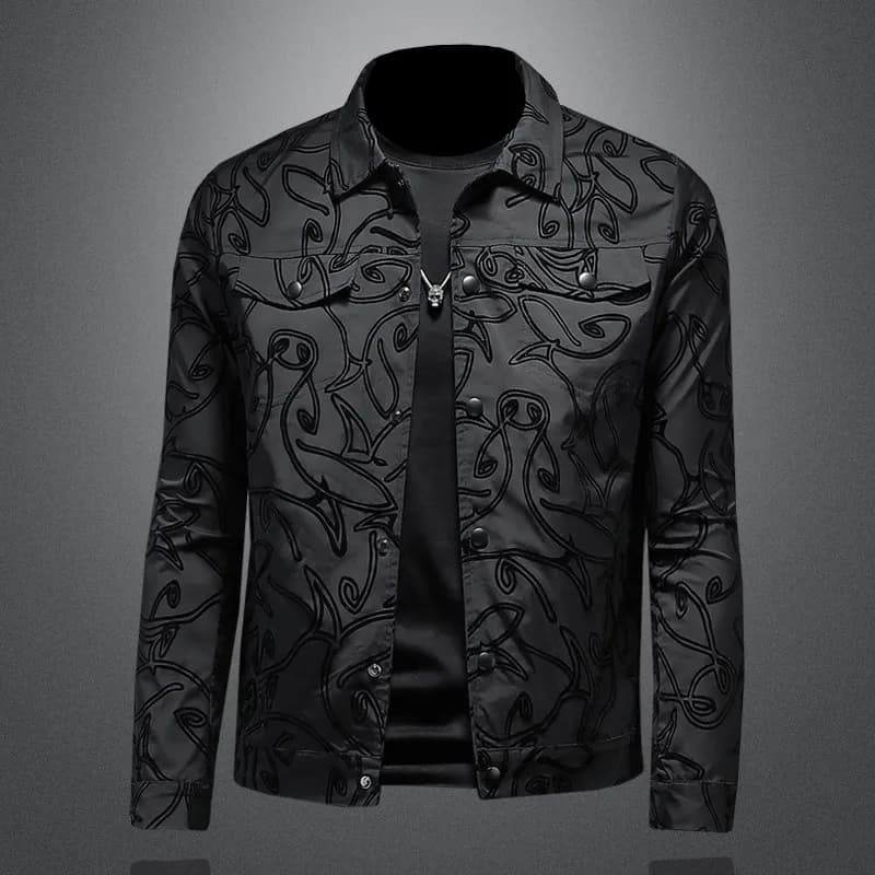 Spring 2026 Men's Casual Jacket with Embroidered Collar Slim Fit Trendy Top for Fashionable Clothing