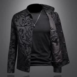 Spring 2026 Men's Casual Jacket with Embroidered Collar Slim Fit Trendy Top for Fashionable Clothing