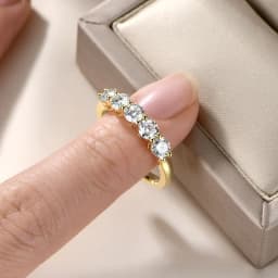 Lnngy Certified Five Stone 4mm Moissanite Ring 14K Gold Filled Half Eternity Anniversary Rings For Women Party Jewelry Gift