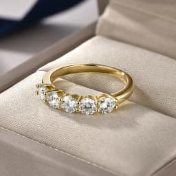 Lnngy Certified Five Stone 4mm Moissanite Ring 14K Gold Filled Half Eternity Anniversary Rings For Women Party Jewelry Gift