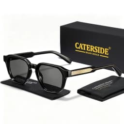 CATERSIDE Men Women Fashion Square Frame Sunglasses Daily Wear UV400 Protection Eyewear PC Frame Propionate Pin Legs Sun Glasses