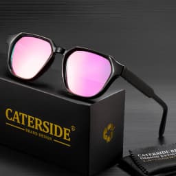 CATERSIDE Men Women Fashion Square Frame Sunglasses Daily Wear UV400 Protection Eyewear PC Frame Propionate Pin Legs Sun Glasses