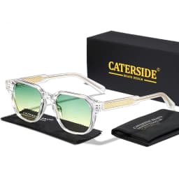 CATERSIDE Men Women Fashion Square Frame Sunglasses Daily Wear UV400 Protection Eyewear PC Frame Propionate Pin Legs Sun Glasses