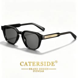 CATERSIDE Men Women Fashion Square Frame Sunglasses Daily Wear UV400 Protection Eyewear PC Frame Propionate Pin Legs Sun Glasses