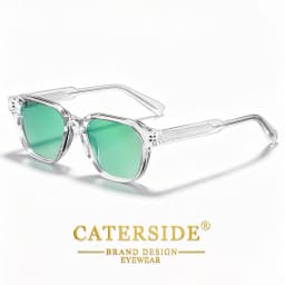 CATERSIDE Men Women Fashion Square Frame Sunglasses Daily Wear UV400 Protection Eyewear PC Frame Propionate Pin Legs Sun Glasses