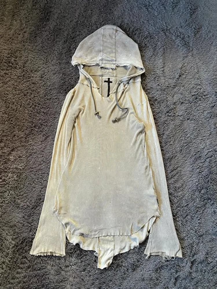 LGB visual department antique back cross stitching retro goth hooded sweater jacket