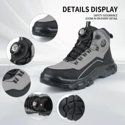 High-top Safety Shoes with Rotary Buckle, Impact-resistant and Puncture-proof, Suitable for Work, Labor Protection, Handling