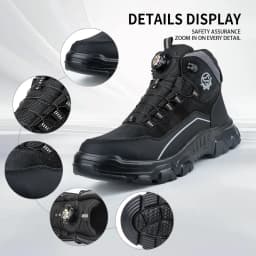 High-top Safety Shoes with Rotary Buckle, Impact-resistant and Puncture-proof, Suitable for Work, Labor Protection, Handling