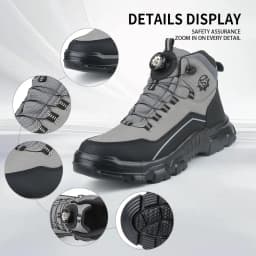High-top Safety Shoes with Rotary Buckle, Impact-resistant and Puncture-proof, Suitable for Work, Labor Protection, Handling
