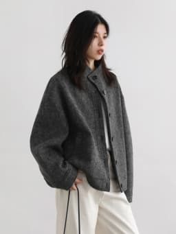 CHIC VEN Women Short Woolen Coat New Stand Up Twill Texture Single Breasted Ladies Jacket Retro Woman Outwear Autumn Winter 2025