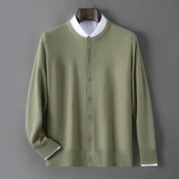 100% wool knitted round neck cardigan men's sweater small coat early autumn new long sleeve loose outside.