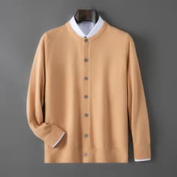 100% wool knitted round neck cardigan men's sweater small coat early autumn new long sleeve loose outside.