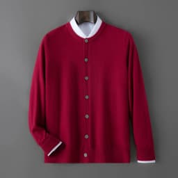 100% wool knitted round neck cardigan men's sweater small coat early autumn new long sleeve loose outside.