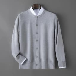 100% wool knitted round neck cardigan men's sweater small coat early autumn new long sleeve loose outside.