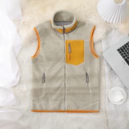 Vintage Fleece Stand Collar Warm Lambskin Vest for Men Sleeveless Unisex Autumn Winter Sports Jackets Outdoor Wear Men Jacket