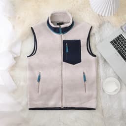 Vintage Fleece Stand Collar Warm Lambskin Vest for Men Sleeveless Unisex Autumn Winter Sports Jackets Outdoor Wear Men Jacket