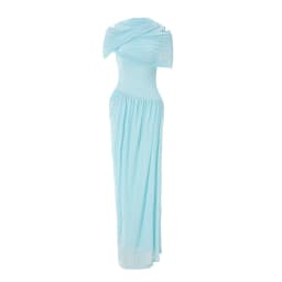 Suninheart Women Elegant Bodycon Maxi Dress Ruffled Long Mesh Dress Sexy Blue Vacation Wedding Guest Party Dresses