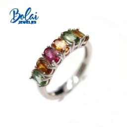Bolaijewelry New Natural Tourmaline Oval 3*5mm Ring Earrings Set Simple Light Luxury Women Daily Wear Boutique Jewelry