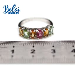 Bolaijewelry New Natural Tourmaline Oval 3*5mm Ring Earrings Set Simple Light Luxury Women Daily Wear Boutique Jewelry