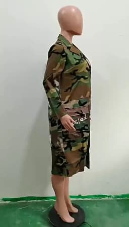 Camouflage Trench Jacket Women 2020 Plus Size Clothing Letter Print Coat Streetwear Long Style Crop Top Wholesale Dropshipping