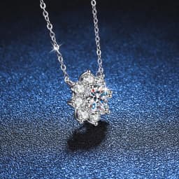NeeTim 1CT Moissanite Sparkling Necklace For Woman Pendant 925 Silver Plated with White Gold Chains Party Bridal Fine Jewelry