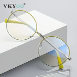 VICKY Retro Round Myopia Prescription Glasses Hyperopia for Women Reading CR39 Anti Blue Light Optical Eyeglasses Frame PFD3082